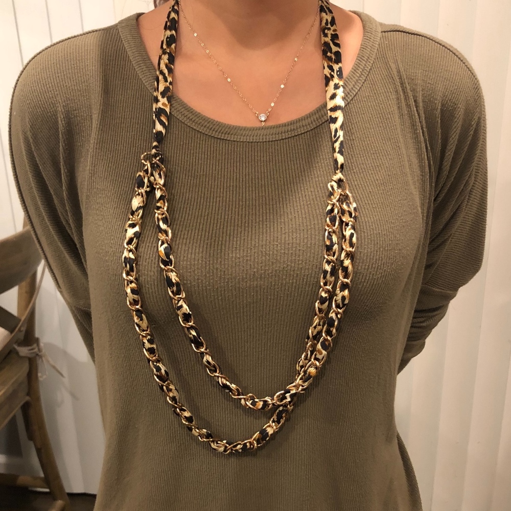 Cheetah Print Necklace with Gold Hardware
